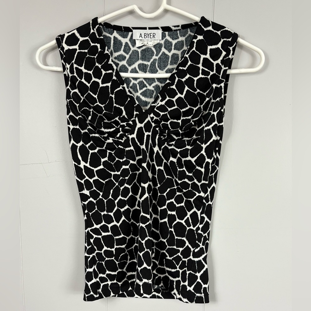 A. Byer Vintage Y2K Giraffe Animal Print Tank Top Size Medium Made in the USA